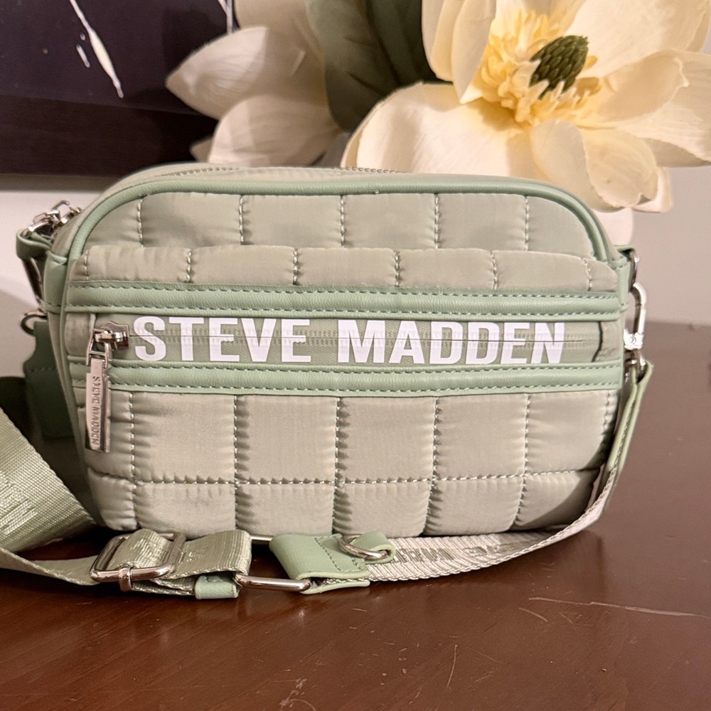Steve Madden Quilted Crossbody Bag in Mint Green